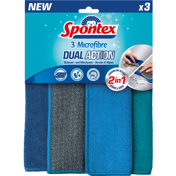 Spontex Dual Action utěrka z mikrovlákna 3 ks
