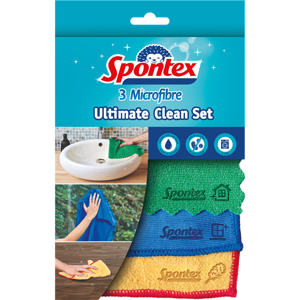Spontex Ultimate Clean set utěrky z mikrovlákna 3 ks