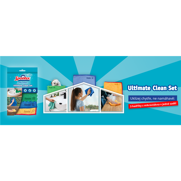 Spontex Ultimate Clean set utěrky z mikrovlákna 3 ks