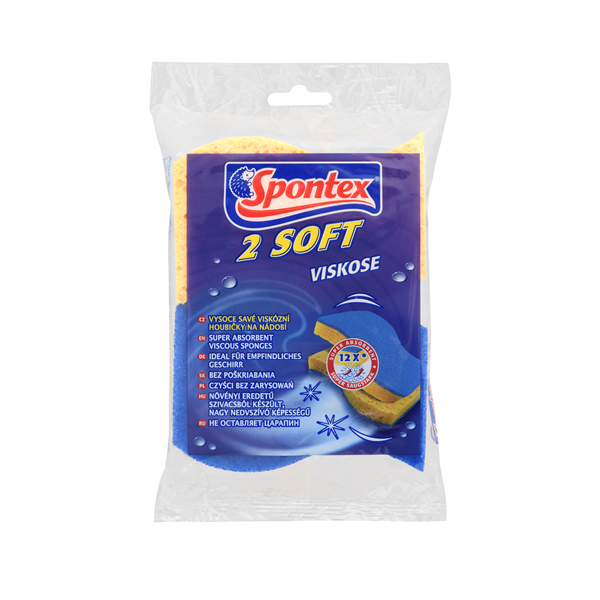 Spontex 2 Soft houbička na nádobí viskózní